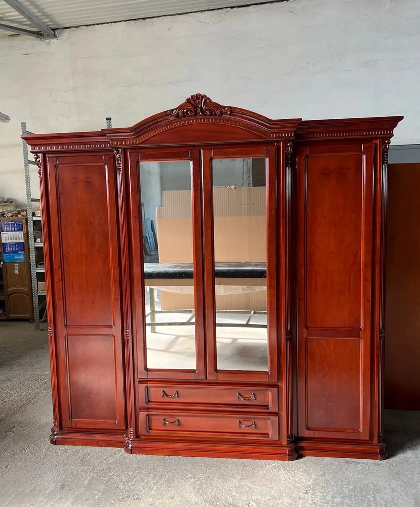 Dulap lemn masiv Briston 4 usi si 2 sertare, 240 × 68 × 233 cm