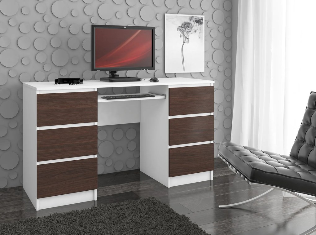 Masă PC Behati (Alb + wenge). 1069461