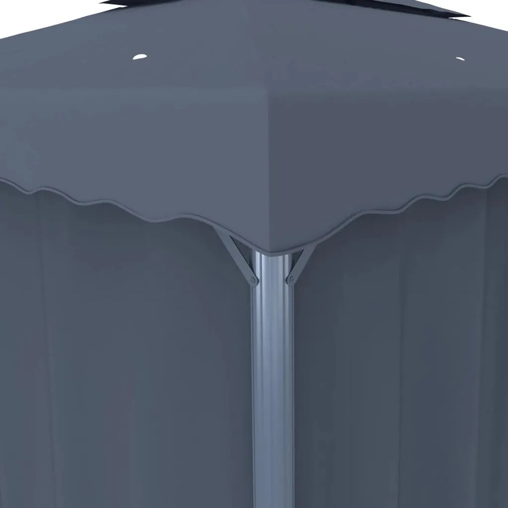 Pavilion cu perdele  siruri lumini LED, antracit, 3x3 m Antracit, 3 x 3 m