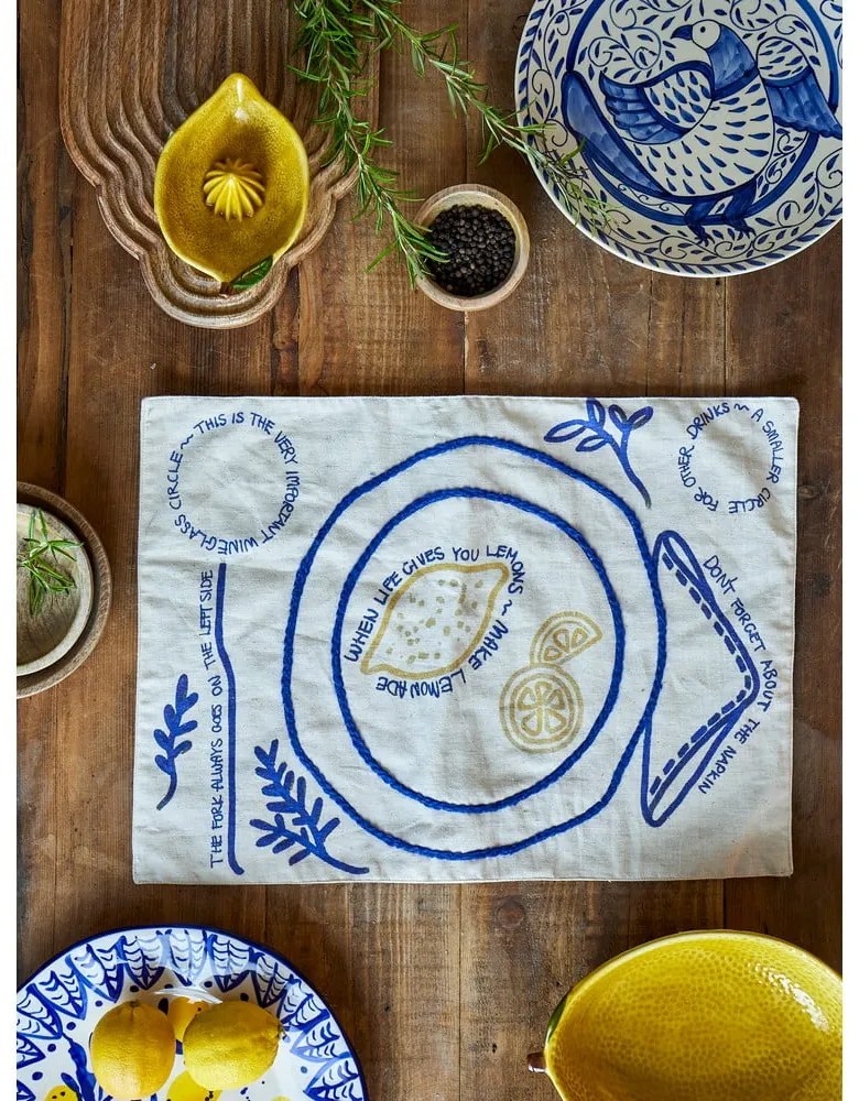 Suport pentru farfurii din amestec de in 33x48 cm Limone – Bloomingville