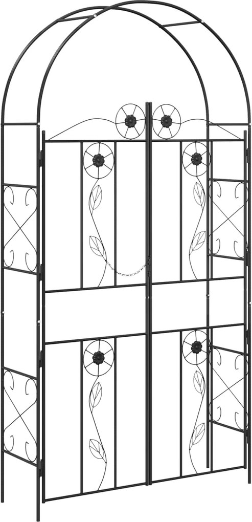 vidaXL Arc de Grădină Simplu Negru 115 x 37 x 226 cm