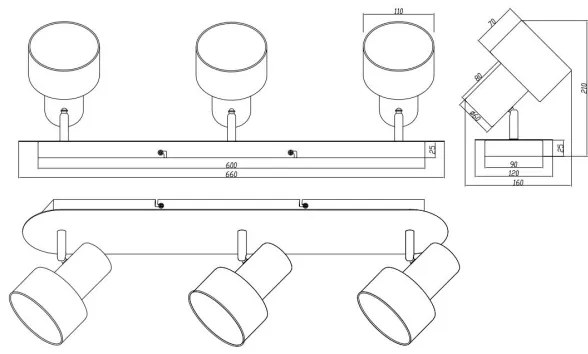 Spot WAILER 3xGU10/5W/230V negru Trio