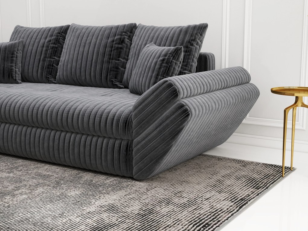 Canapea extensibilă dumonde cu ladă de depozitare si sezut confortabil din spuma high-density, Loana Ambience Grey 250x100 cm