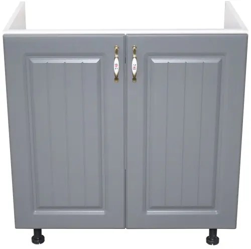 Masca pentru chiuveta cu 2 usi 80 cm Zebra, Alb/MDF Gri, fara blat, 80 x 82 x 50 cm