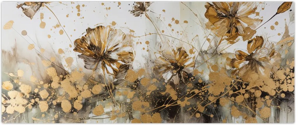 Tablou - pictură abstractă florală (120x50 cm)