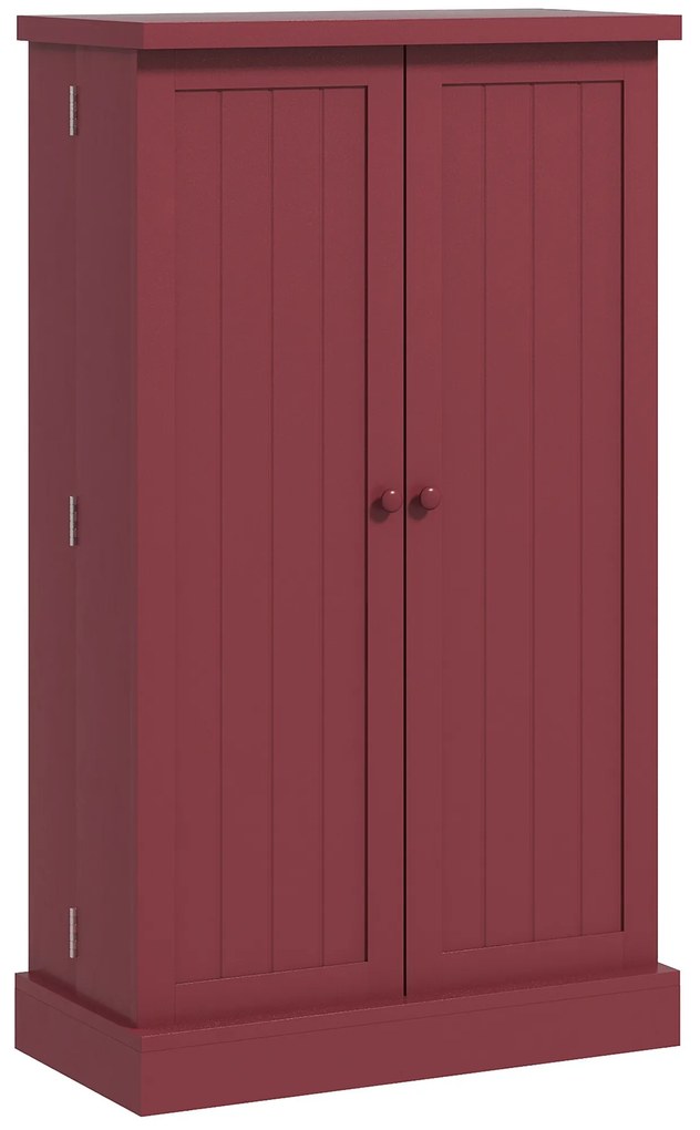 HOMCOM Dulap mobilier de bucătărie despensier 2 uși cu 5 rafturi și 12 recipiente pentru mirodenii - 60 x 30 x 104 cm - roșu | Aosom Romania