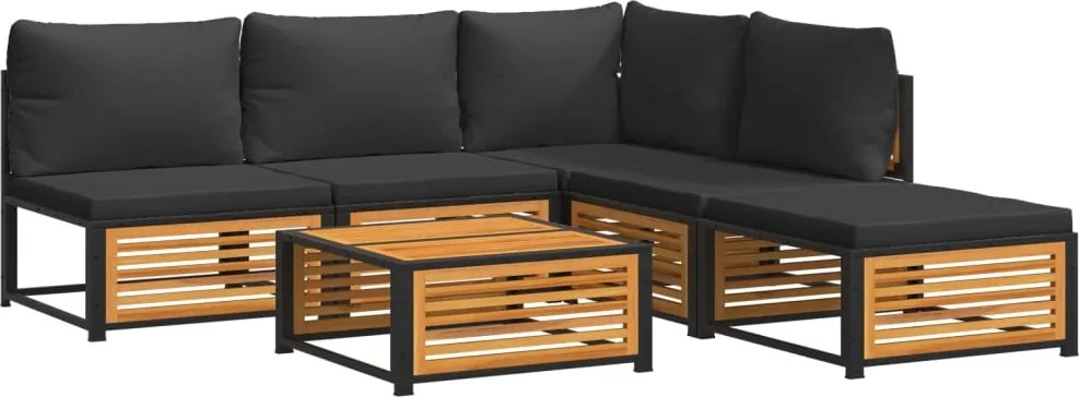 vidaXL Set de canapele grădină cu perne, 6 piese, lemn masiv acacia