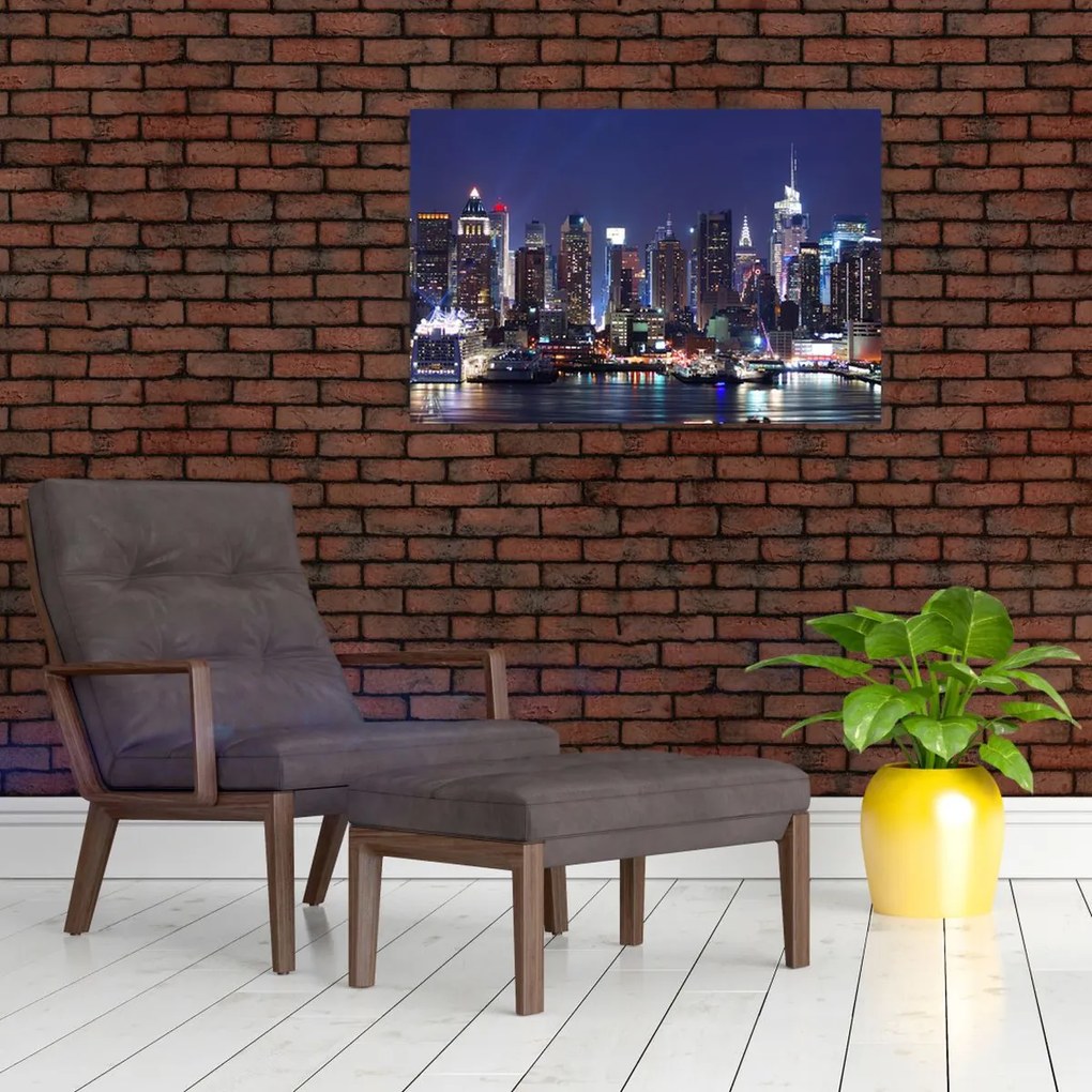 Tablou - Zgârie-nori din New York iluminate (90x60 cm)