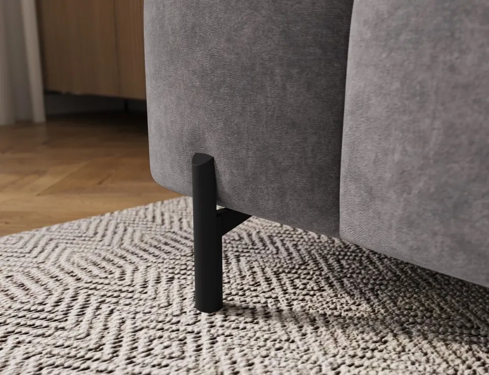 Taburet Tapitat cu Picioare Ferivo, gri velvet – Aura 04