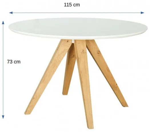 Masa Living Demi, Rotunda, Alb Si Stejar Natur, 115 X 115 X 73 Cm