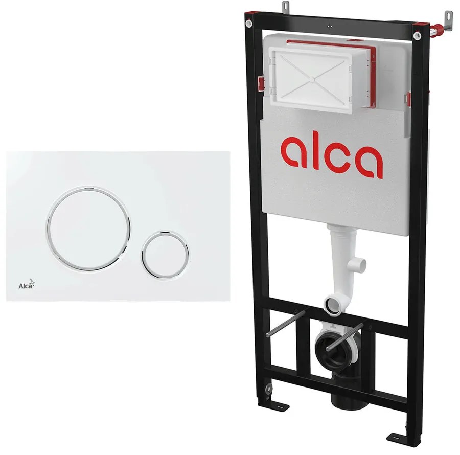 Set rezervor WC cu cadru incastrat Alca AM101/1120 si clapeta de actionare Thin M770 alb - crom lucios