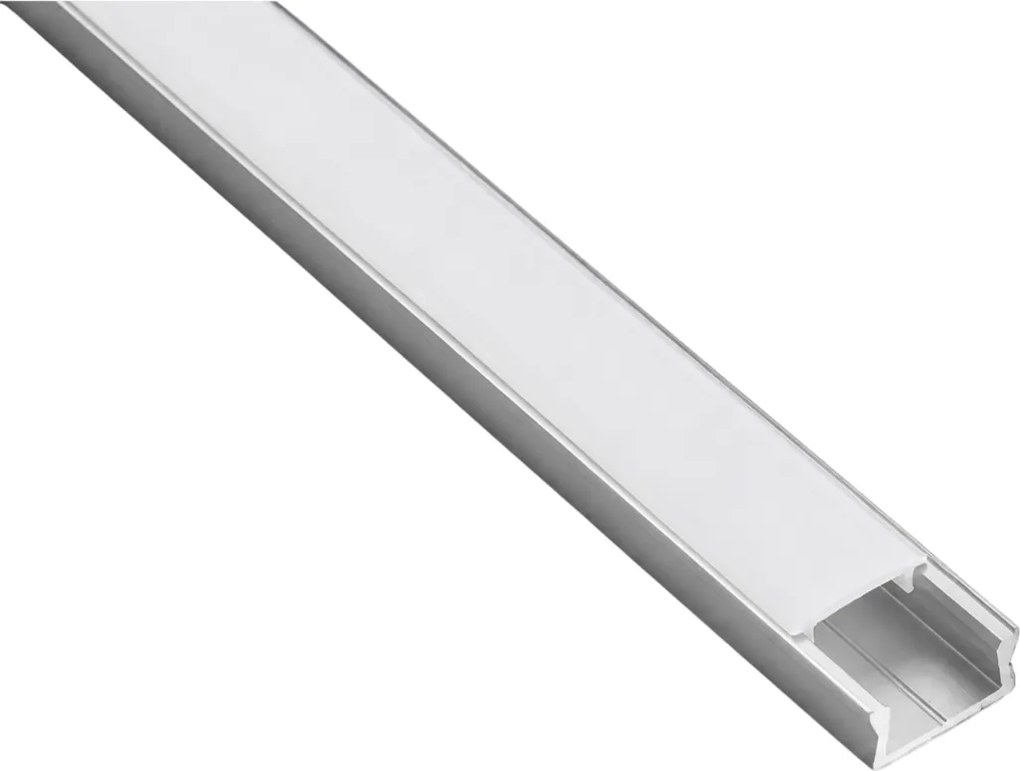 Set profil LED aplicat Glax Mini GTV, din aluminiu, argintiu, cu dispersor opac, 3 m Aluminiu, Glax Mini, 10 mm, L:3000 mm; l:14.2 mm; H:6.6 mm,