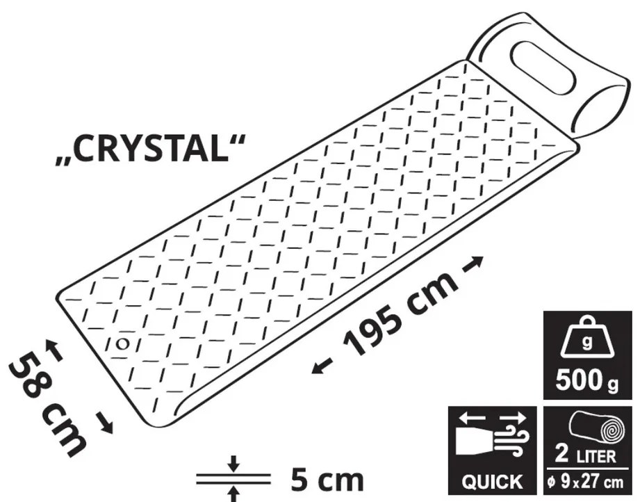 Saltea gonflabilă Cattara CRYSTAL, gri