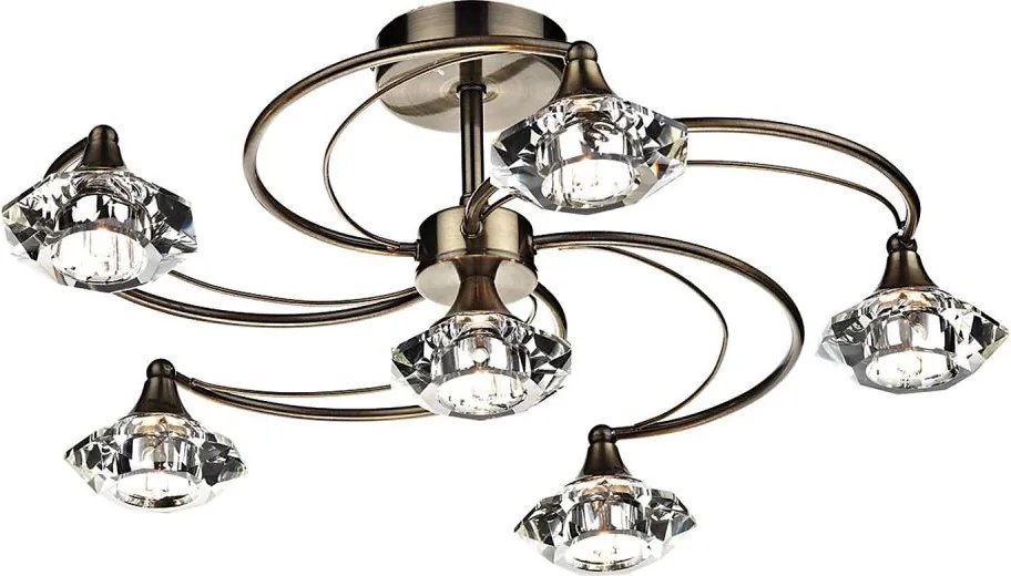 Där Lighting LUT0675 - Lustră de tavan aplicată LUTHER 6xG9/40W/230V, alamă