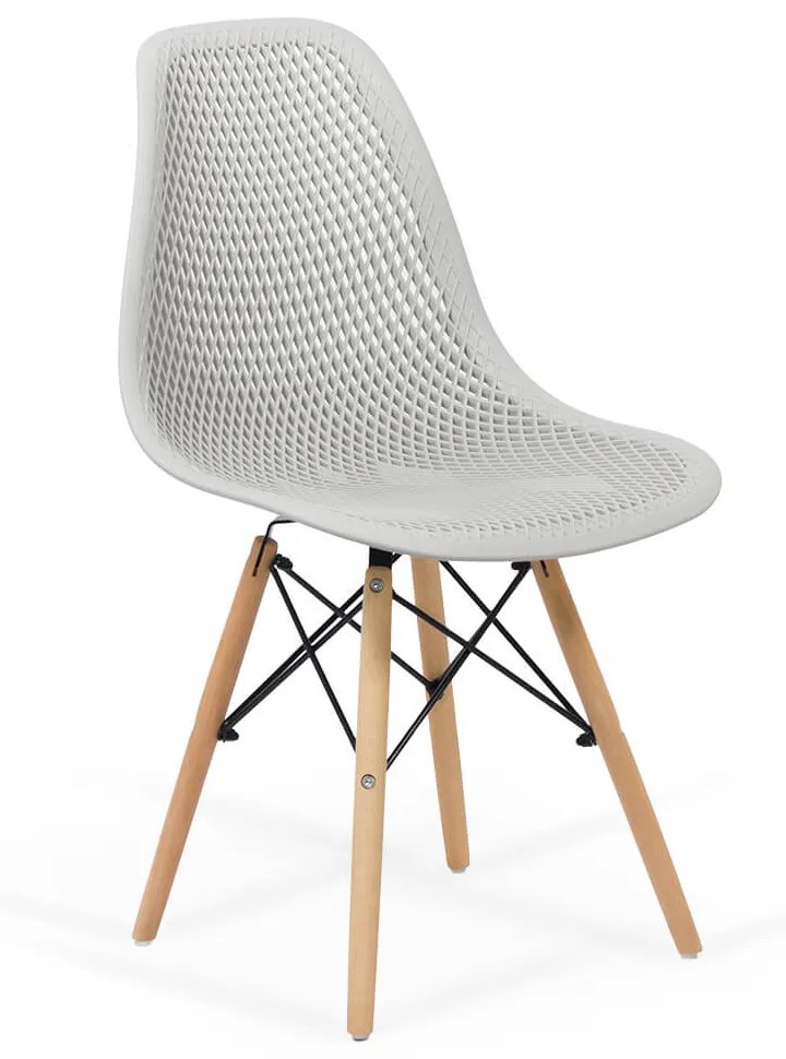 Scaun terasa gri BUC 254 - Plastic rezistent, Picioare din lemn, Design modern