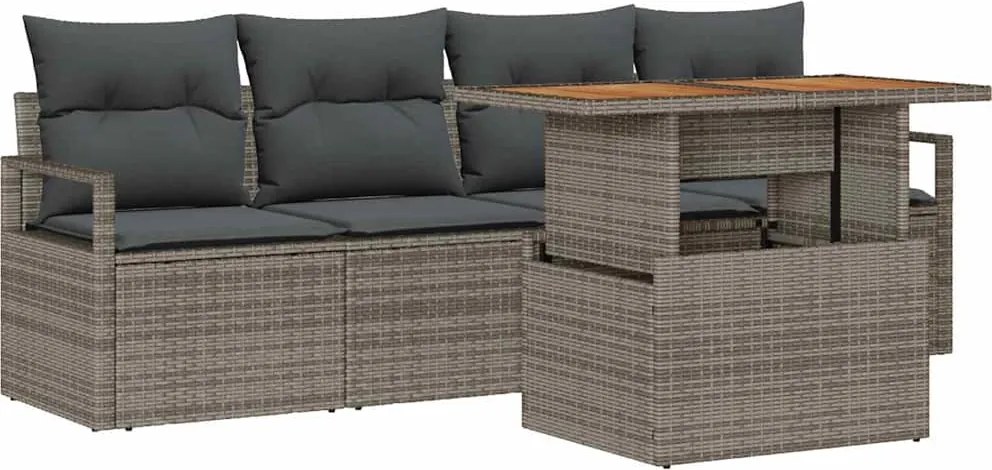 vidaXL Set de canapele pentru grădină cu pernă Manual 5 pcs Gri