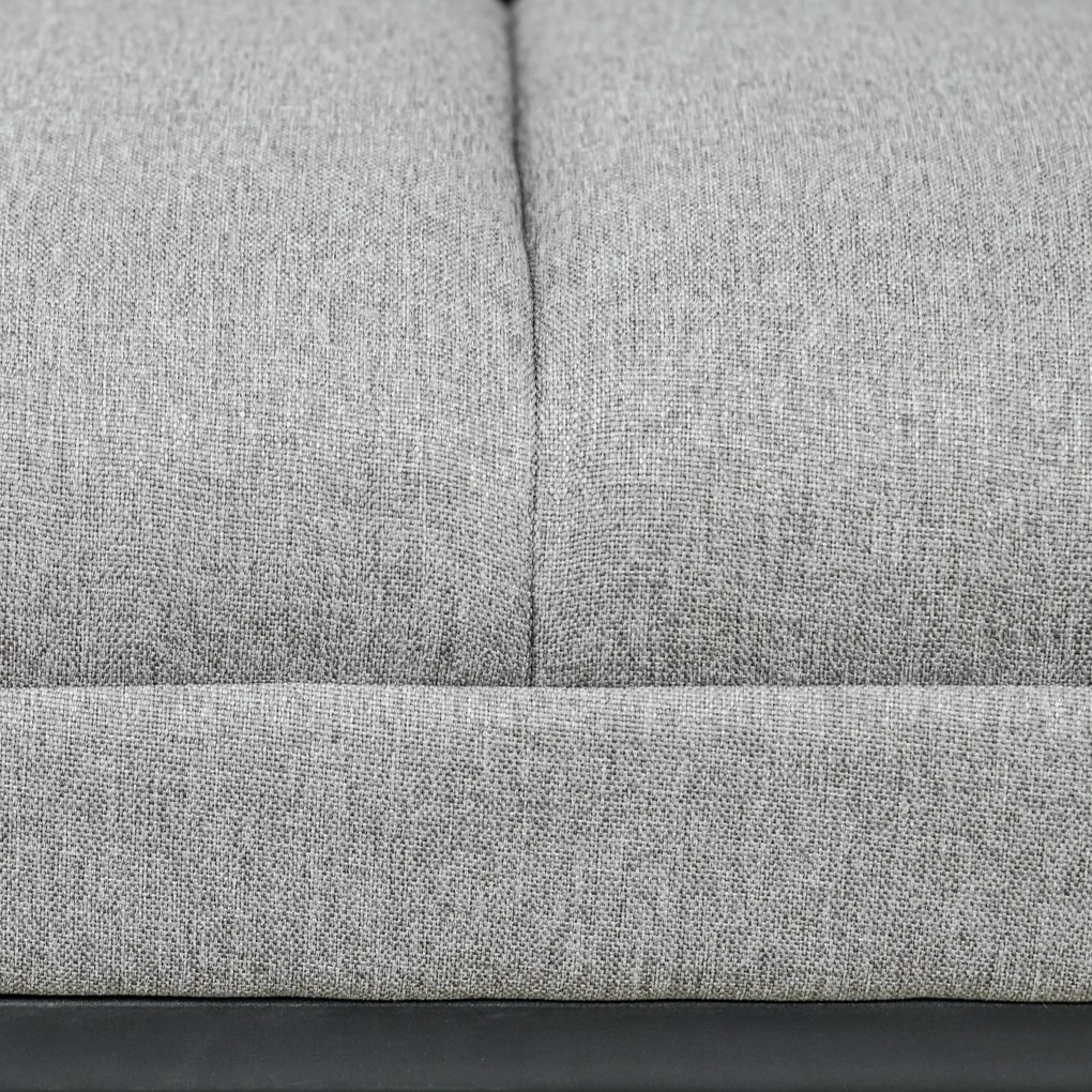 HOMCOM Banc design modern, scaun căptușit în material aspect lin gri și structură din metal negru, suport 200 kg, 120x44x45,5cm | Aosom Romania