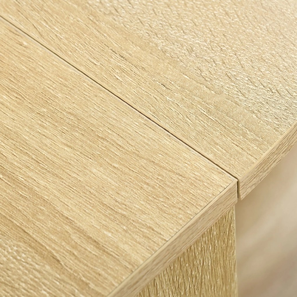 HOMCOM Masă Pliantă cu 2 Extensii Rabatabile, Masă Extensibilă cu Spațiu de Economisire, 104x76x73,7 cm, Lemn Natural | Aosom Romania