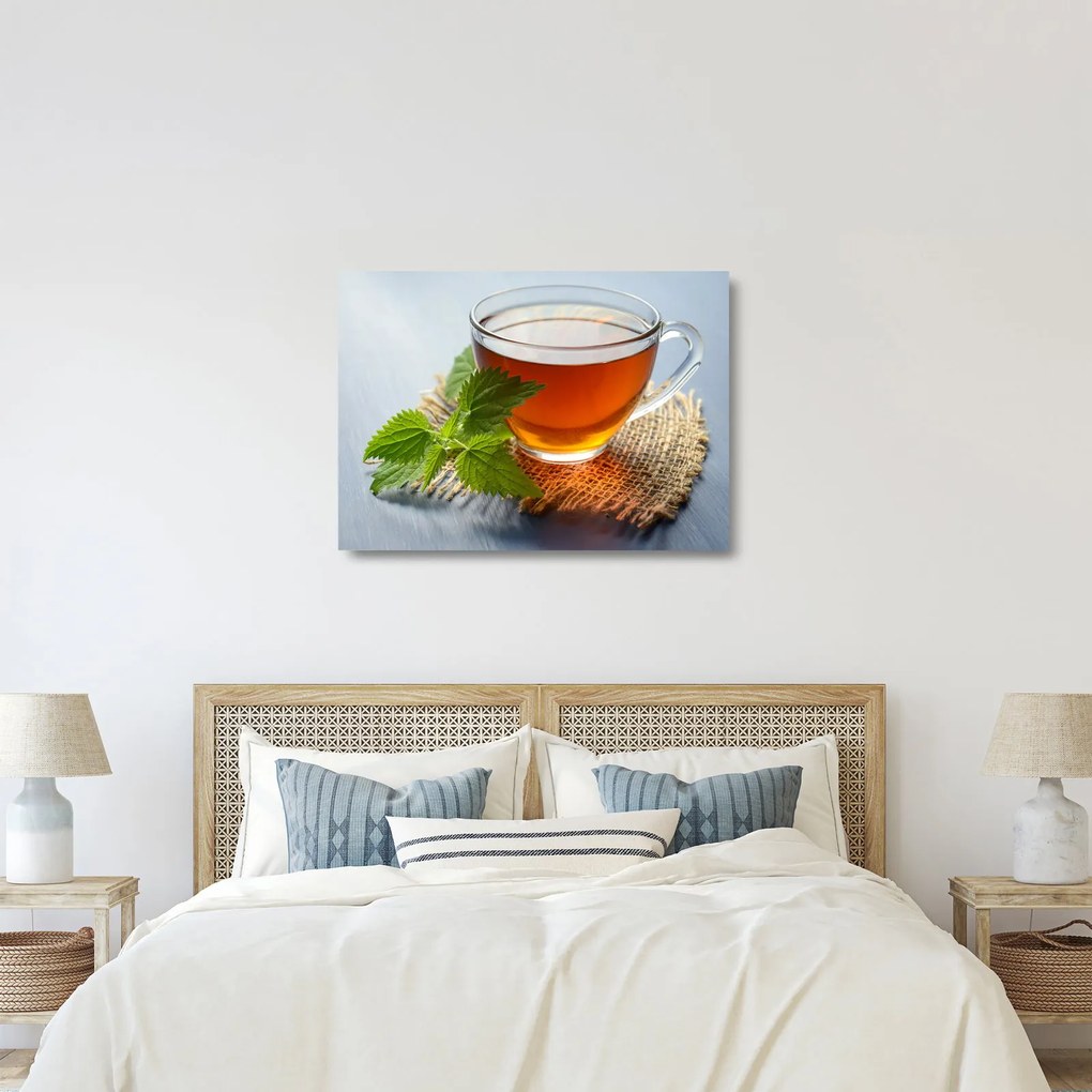 Tablou pe sticlă cu ceașca cu ceai (70x50 cm)