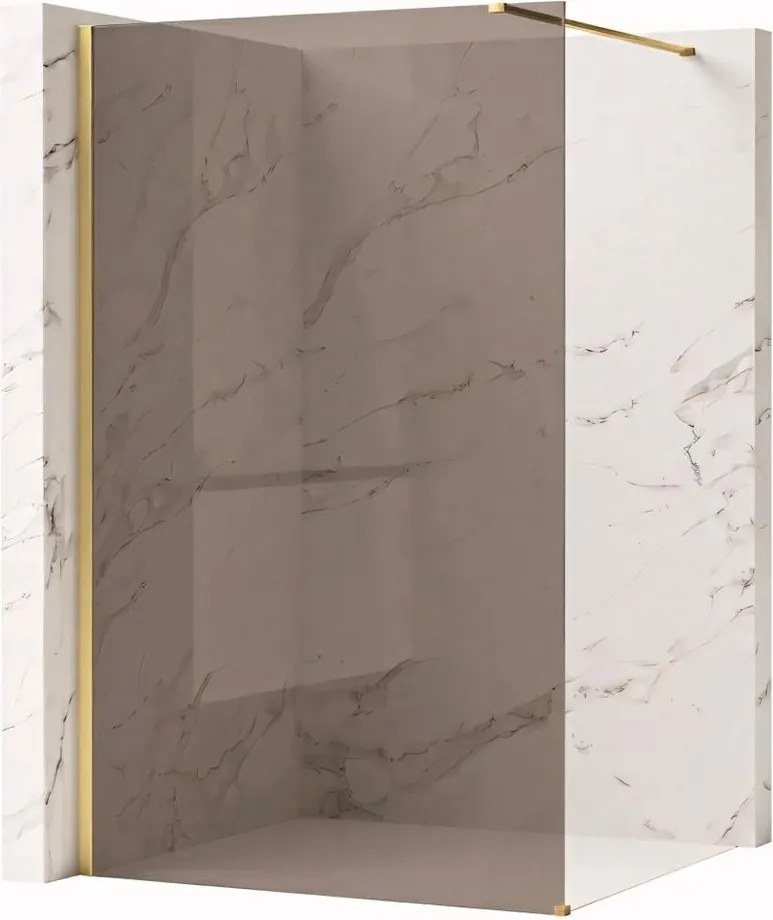 Paravan de dus fumuriu Rea Flexi Brown 130 cm auriu periat