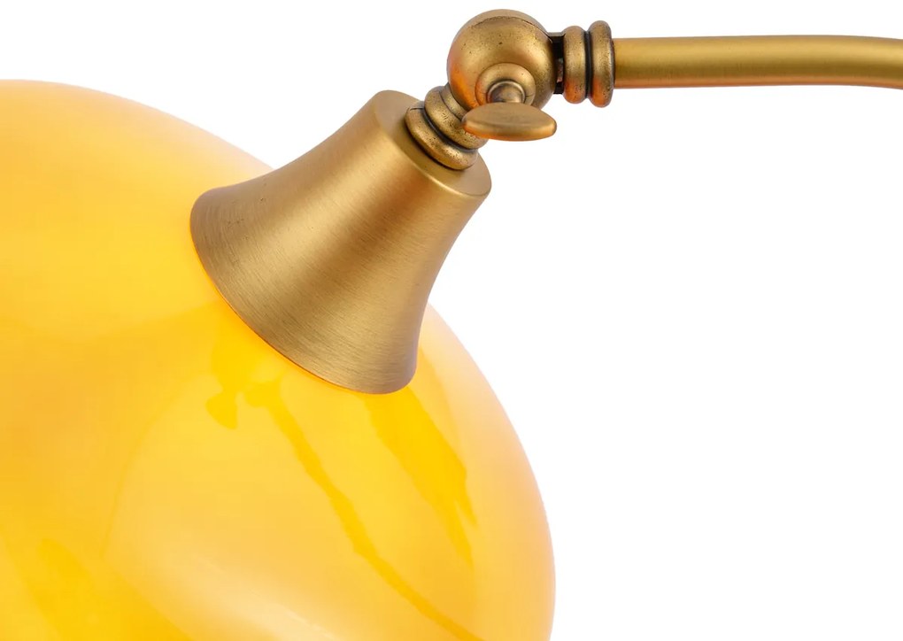 Lampă de masă clasică bronz cu sticlă opal portocalie - Clerk
