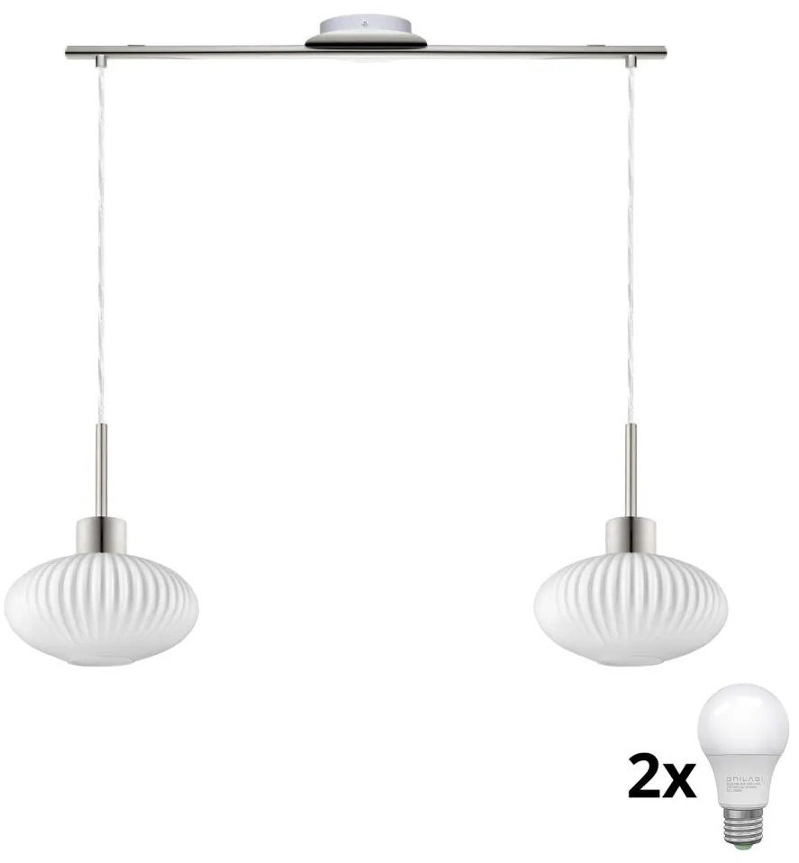 Lustră LED pe cablu HARMA 2xE27/60W/230V crom mat/alb