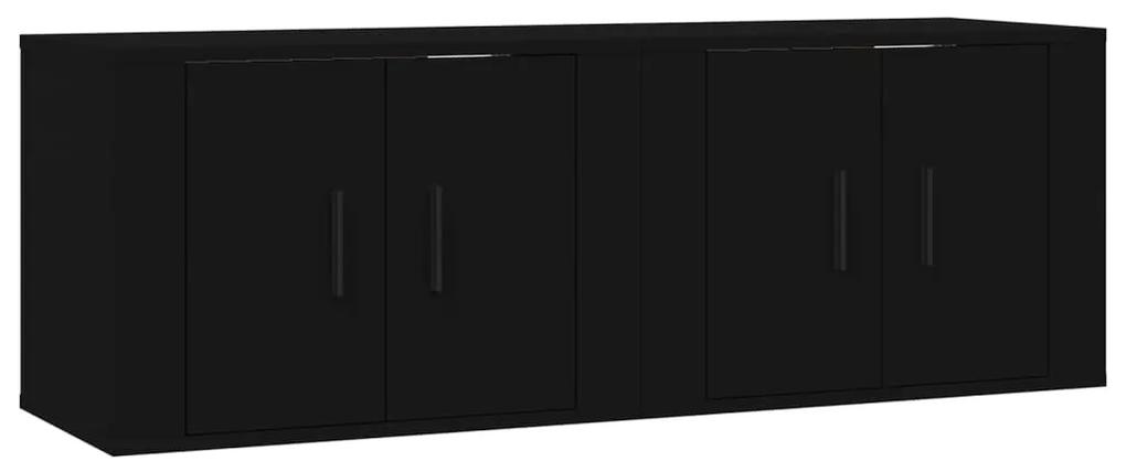 3188335 vidaXL Dulapuri TV montate pe perete, 2 buc., negru, 57x34,5x40 cm