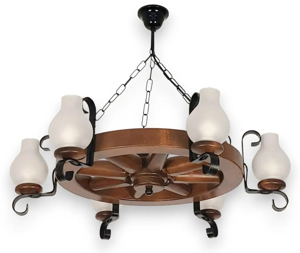 Candelabru rustic fabricat manual din lemn Roata 6L