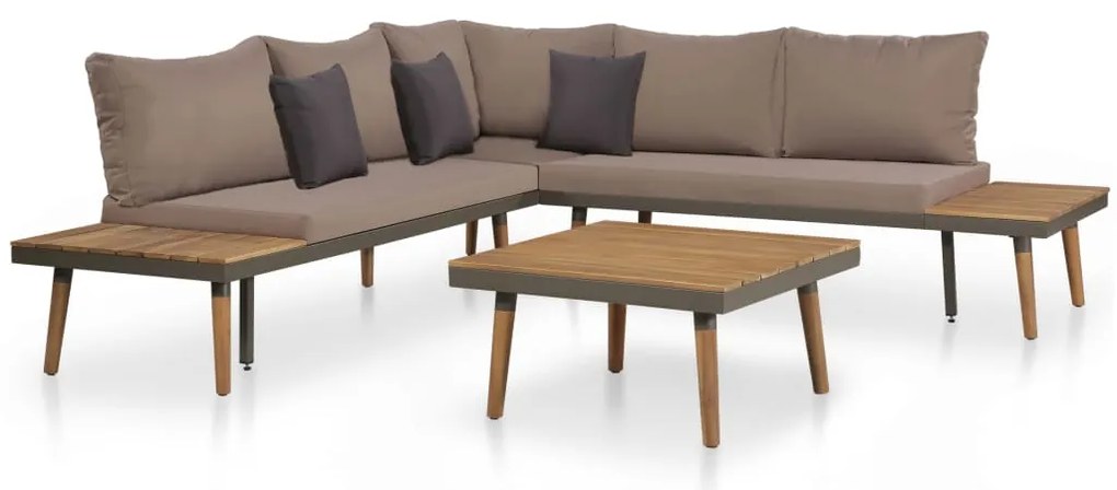 vidaXL Set mobilier grădină cu perne, 4 piese, maro, lemn acacia
