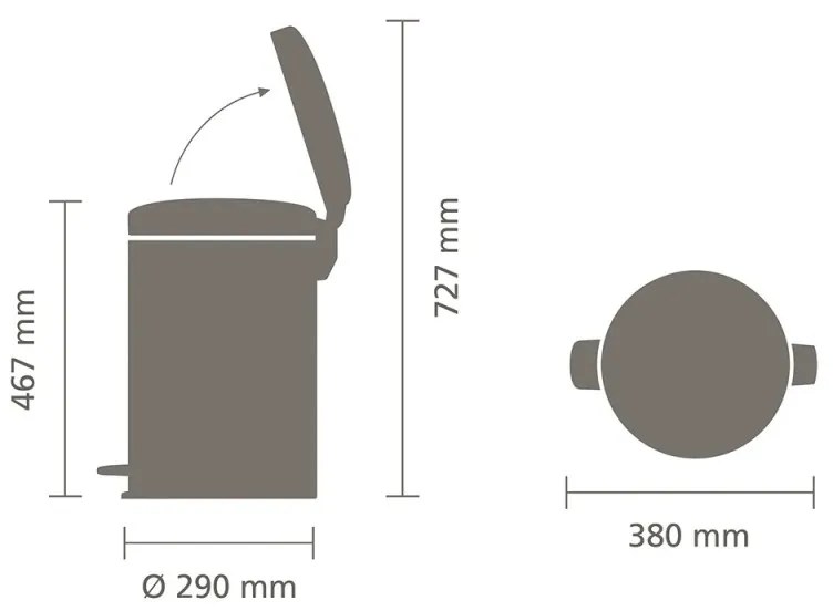 Cos cu pedala Brabantia NewIcon 1008848, 20 L, Inchidere lina, Baza antiderapanta, Galben