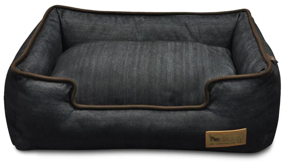Pat pentru animale de companie albastru închis pentru câini 100x75 cm Lounge Bed Denim Medieval Blue / Dark Chocolate L – P.L.A.Y.