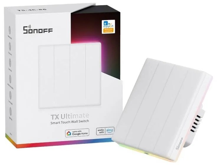 Intrerupator de Perete Smart cu Touch WiFi Sonoff TX T5 4C – 4 Canale