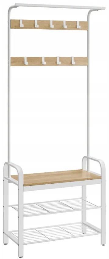 Perete de hol metalic PURE 183 cm, crem/stejar sonoma