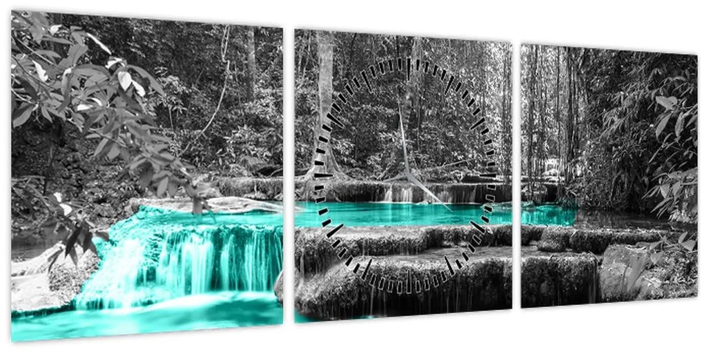 Tablou - Râul de iarnă (cu ceas) (90x30 cm)