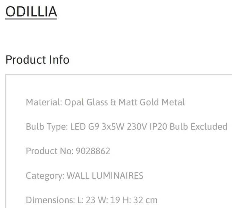 Aplica de perete design modern decorativ ODILLIA
