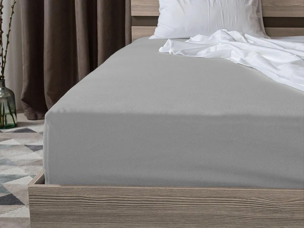 Cearsaf din bumbac cu elastic STANDARD 90 x 200 cm gri