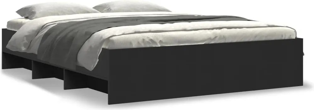 vidaXL Cadru de pat, negru, 150x200 cm, lemn prelucrat