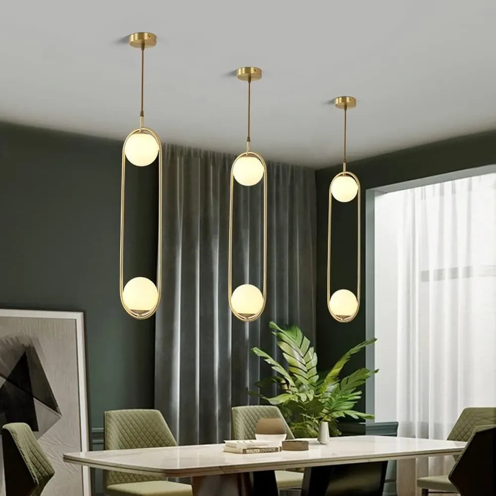 Pendulă Modernă de Lux, Design Dual, Sfere Albe în Structură Metalică ...
