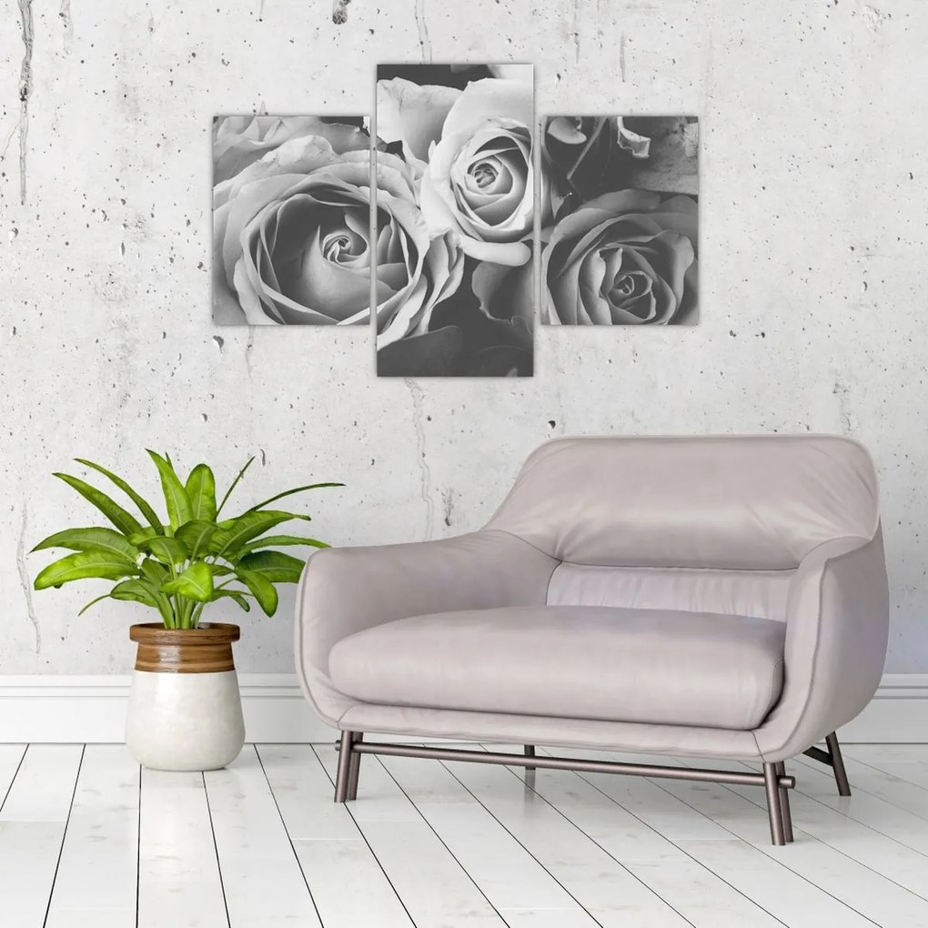 Tablou - Trandafir,alb-negru (90x60 cm)