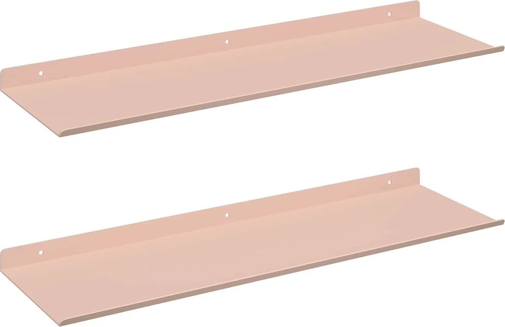 vidaXL Raft suspendat Pe perete 2 pcs Roz 60 x 18 x 2,5 cm Oțel