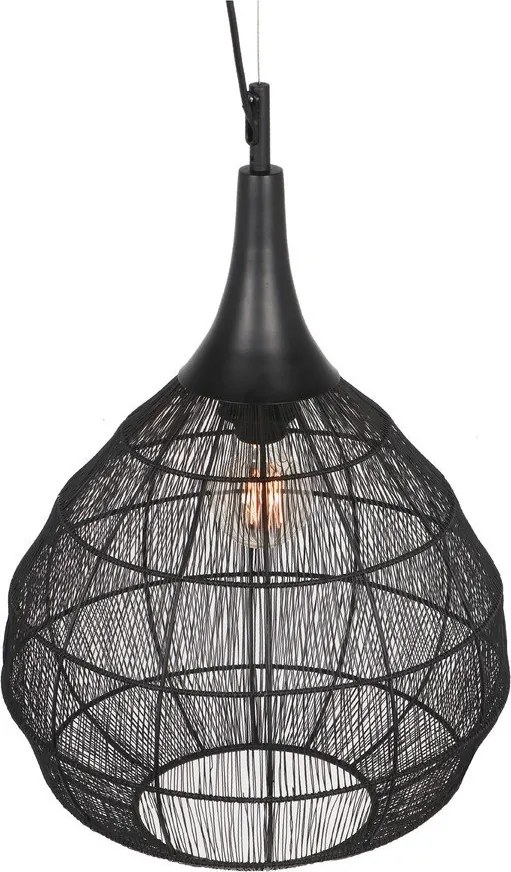 Lustră negru-mat cu abajur din metal Soraya – Trio