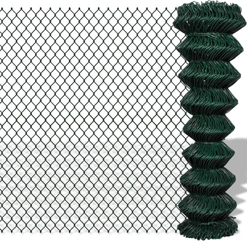 vidaXL Gard de legătură din plasă, verde, 1,5 x 25 m, oțel