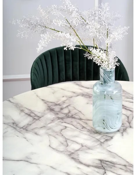 Masă de dining SEREIN, decor marmură albă/negru