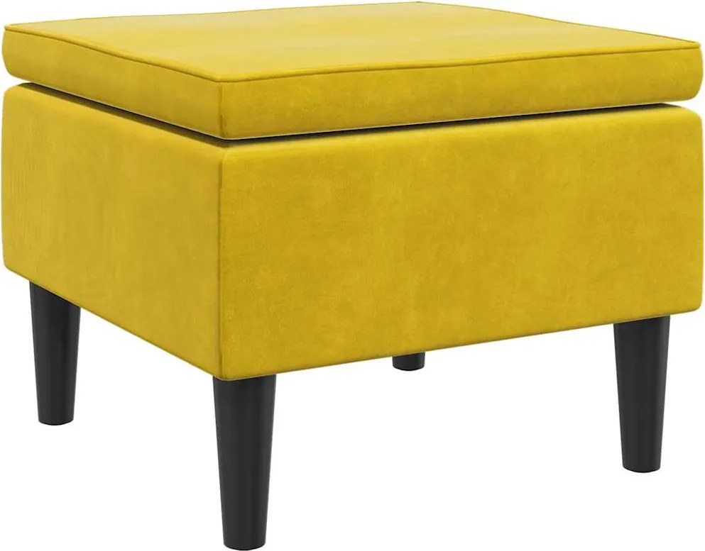 vidaXL Scaun cu picioare din lemn, galben, catifea