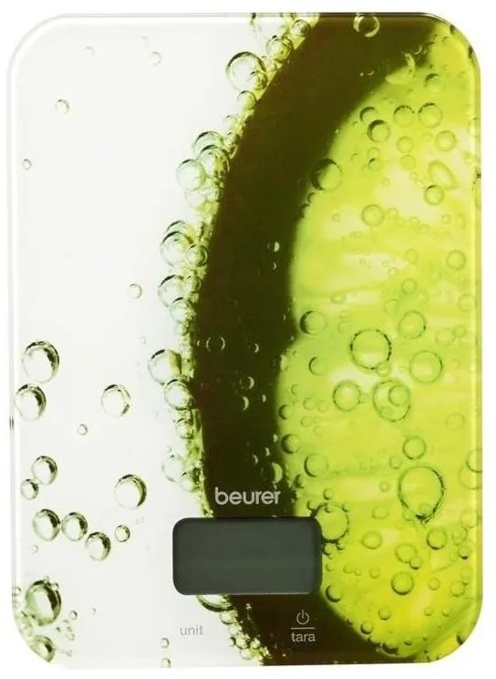 Cantar de bucatarie Beurer KS 19 Fresh, Pana la 5 kg, Tare, Control tactil, LCD, Sticla, Ultra-subtire, Verde