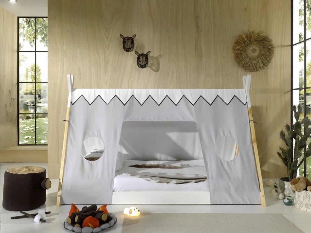 Set TIPI format dintr-un Pat copii (90 x 200 cm) și un set textil asortat.