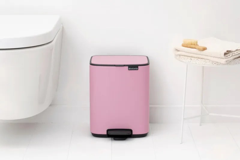 Cos de gunoi Brabantia Bo Pedal 1010445, 7 l, Inchidere lenta, Baza cauciucata, Roz
