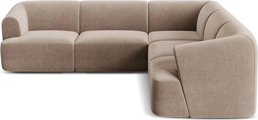 Colțar maro deschis cu tapițerie din catifea Campi – Cosmopolitan Design