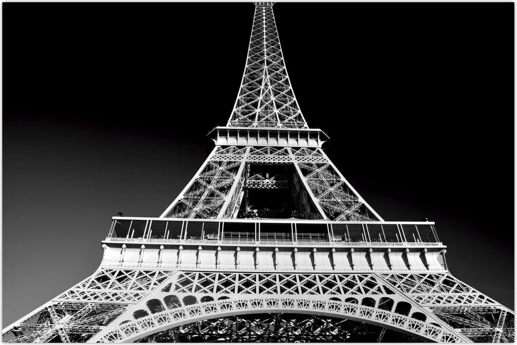 Tablou - Turnul Eiffel, alb-negru (90x60 cm)