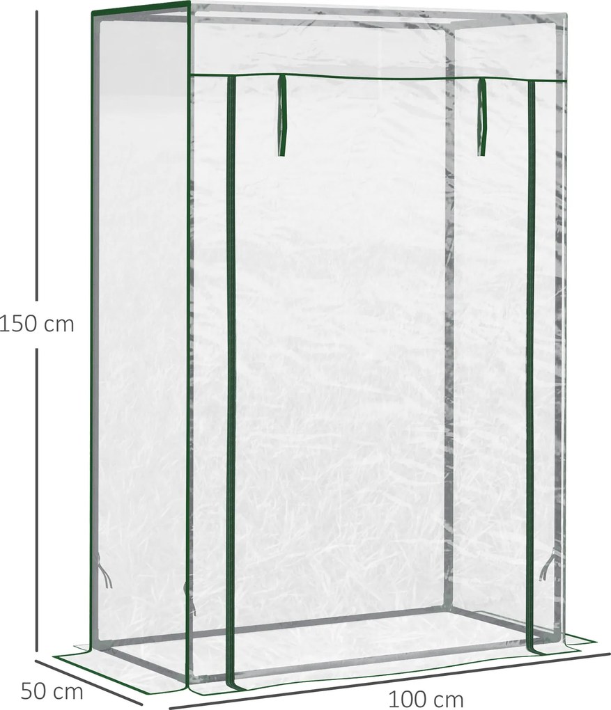 Outsunny Seră pentru Balcon cu Ușă Rulabilă, 100x50x150 cm, Transparentă | Aosom Romania